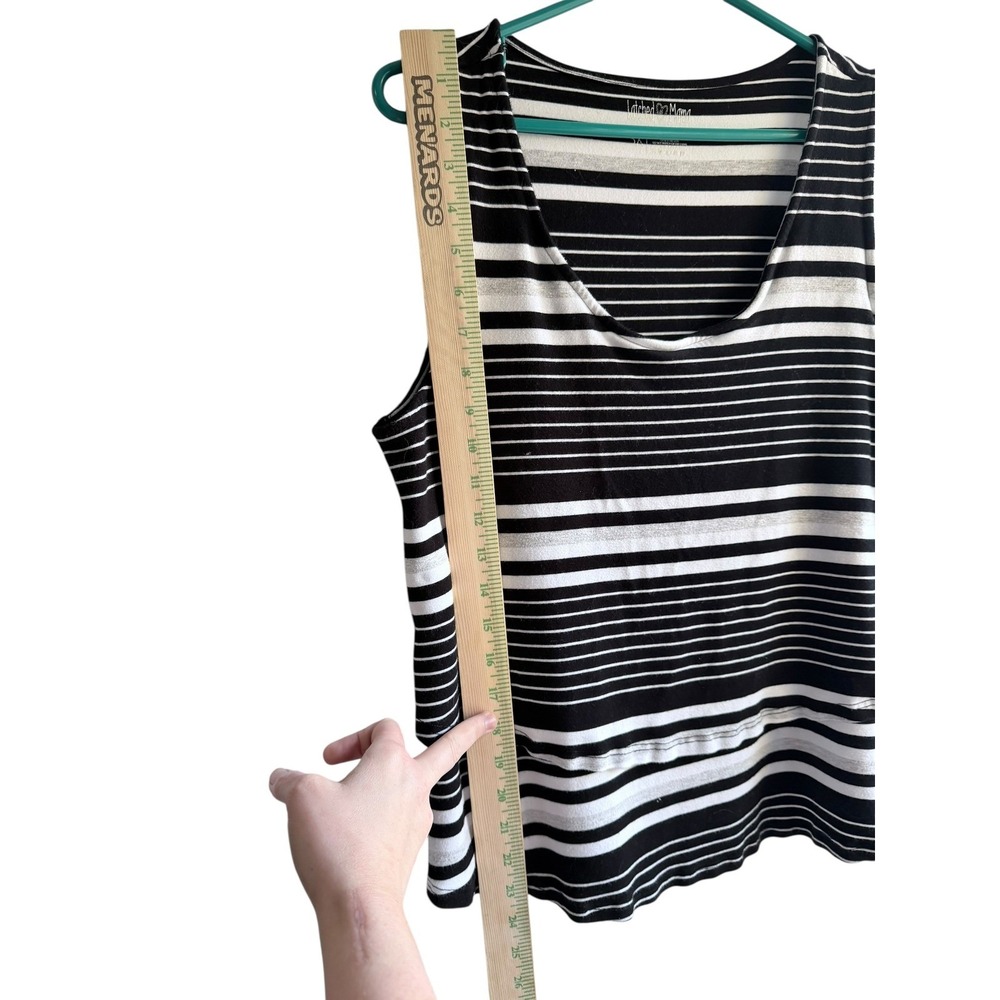Latched Mama Nursing Tank Top Black White Striped Maternity Plus Size 3X - Picture 3 of 9
